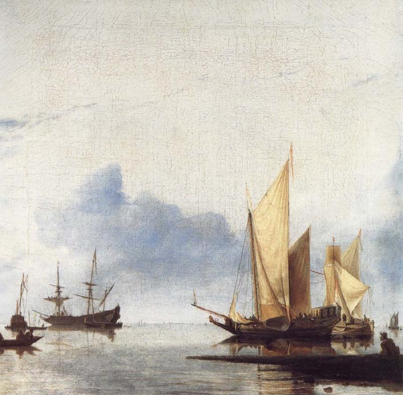unknow artist A Dutch Yacht and Other Vessels Becalmed Near the Shore oil painting image